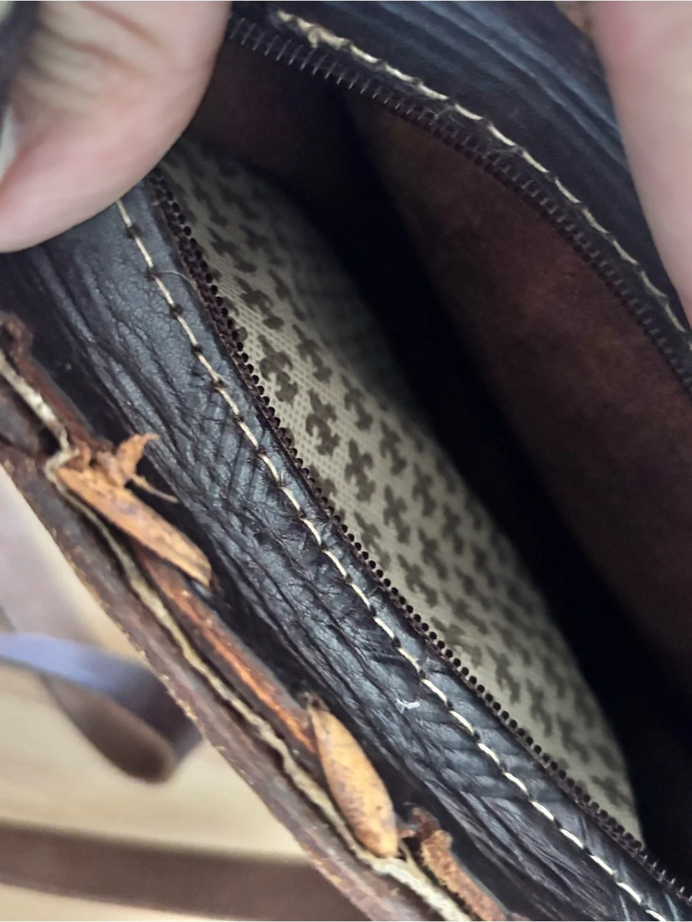 Vintage Genuine Leather Woven Macrame Fringe Crossbody Bag Brown